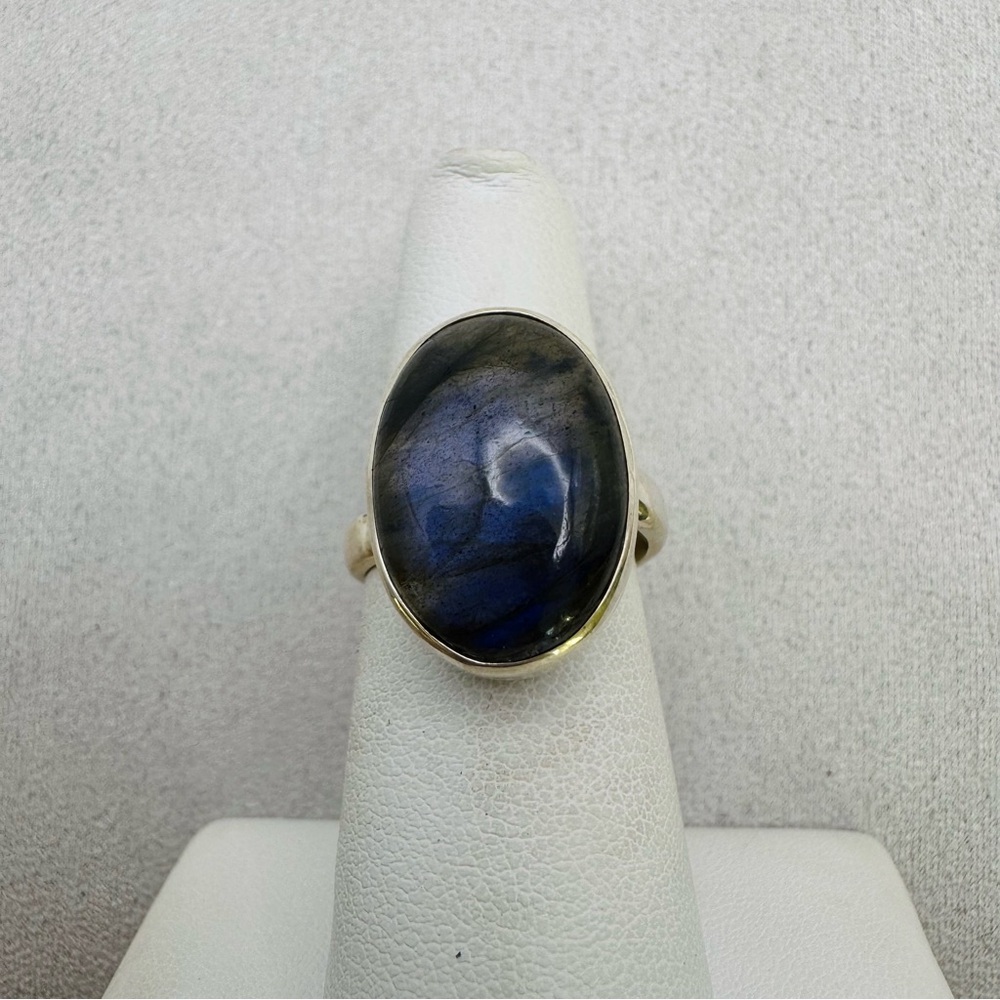 S925 Oval Labradorite Adjustable Ring - image 2